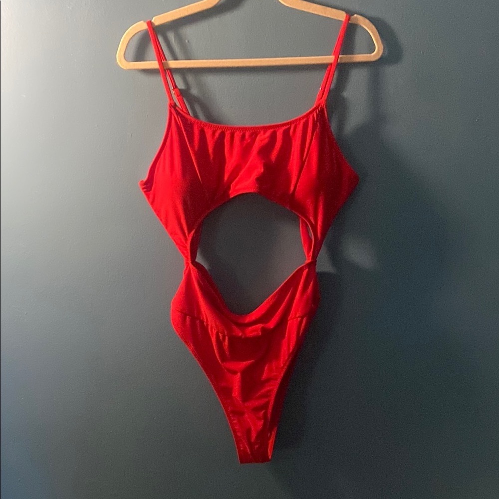 Red Cut In All the Right Places Swimsuit